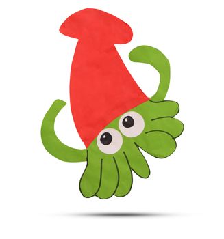 Funny cartoon octopus isolated on white background