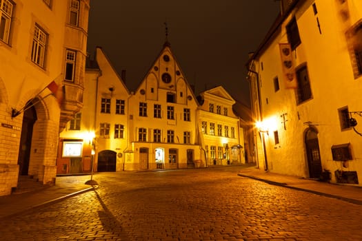 Night Street in the Old Town of Tallinn, Estonia