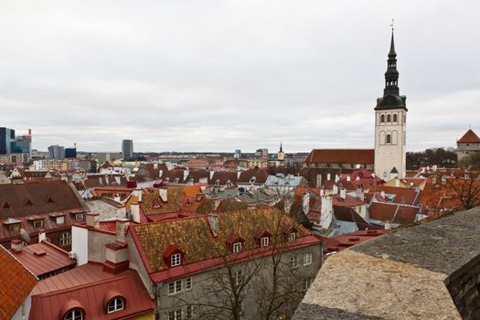 Panoramic View on Old Town of Tallinn from Above, Estonia
