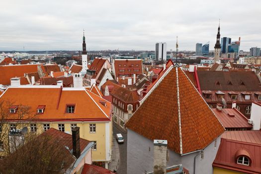 Panoramic View on Old Town of Tallinn from Above, Estonia