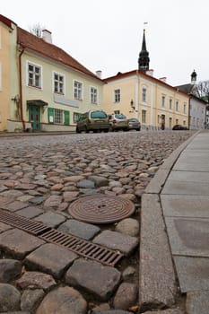 Cobbled Street in Old Town of Tallinn, Estonia