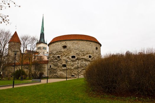 City Wall and Tower Fat Margarita in Old Tallinn, Estonia