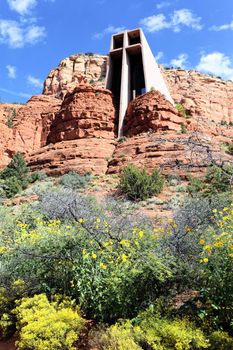 Chapel of the Holy Cross set among red rocks in Sedona, Arizona 