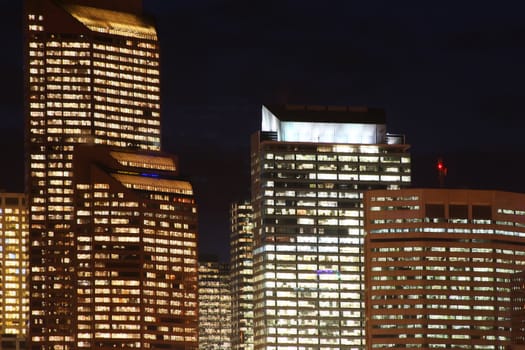 Office buildings at night