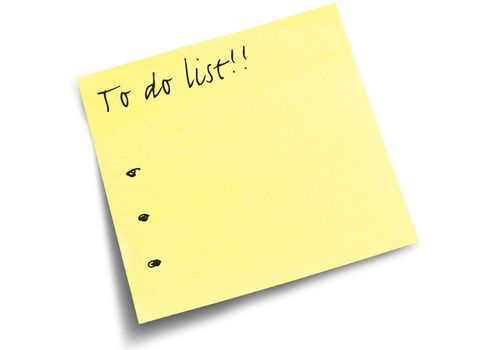 Yellow sticky note with Handwritten To Do List and bullet point ready for your message