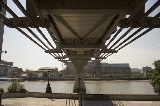 Underside of Millenium Bridge looking towards Tate Modern