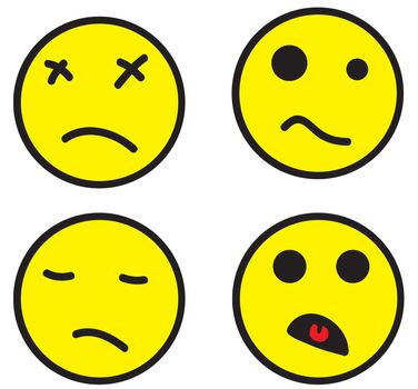 Four smileys demonstrating negative reaction