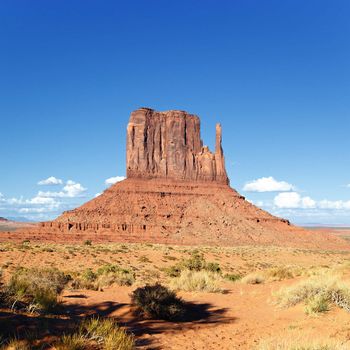 The famous cliffs Mittens in Monument Valley. Navajo Reservation in the U.S. Red Desert 