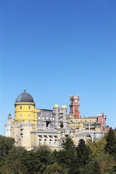 vertical view of Pena National Palace in Sintra, Portugal