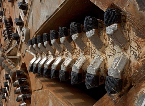 Close-up of tunnel boring machine cutter head