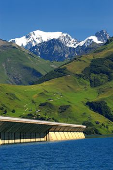 view of the Roselend weir, Savoyn, French alps