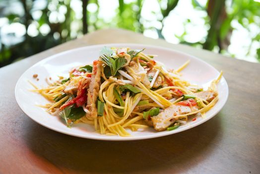 green mango and tofu salad in thailand