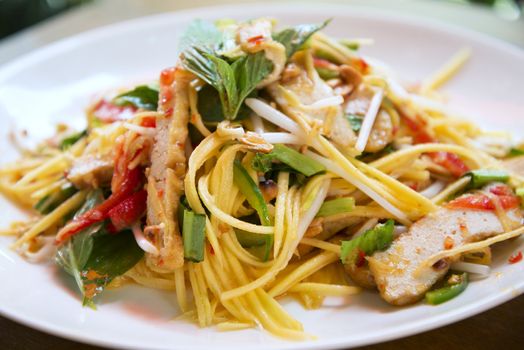 green mango and tofu salad in thailand