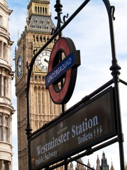 westmister tube station and Big Ben in London
