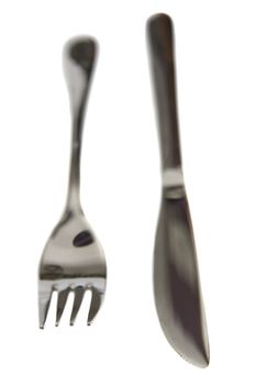 fork and knife isolated against a white background