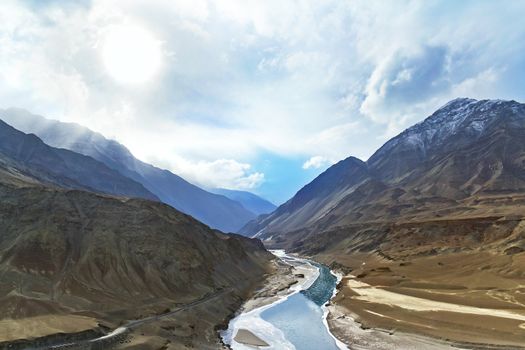 Zanskar mountain river in the Himalayas