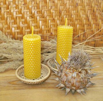 hand rolled natural beeswax candles taper