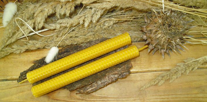 hand rolled natural beeswax candles taper