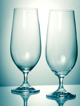 Two empty glasses for the beer