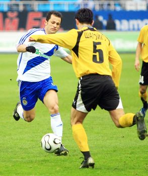 KYIV, UKTRAINE - MACH 23: FC Dynamo Kyiv strikes against FC Kryvbas during their 22 round Ukrainian League match on March 23, 2008 in Kyiv, Ukraine