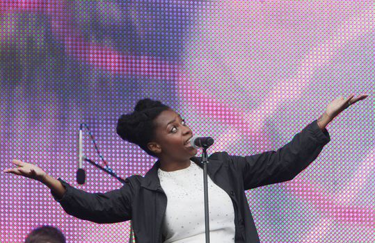 KYIV, UKRAINE - MAY 25: Shirley Klarisse Yonavive Edwards, aka Skye, the famous voice of Morcheeba, performs during the 36-hour-non-stop-open-air Free Fat Festival on  May 25, 2008 in Kyiv, Ukraine