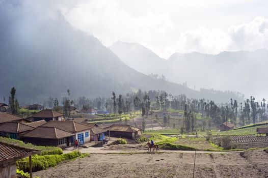 Cemoro Lavang, Indonesia - April 23, 2011: Traditional  Indonesian mountain village. Java