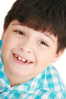 Photo of adorable young boy looking at camera