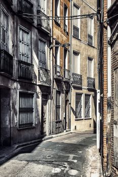 old typical street of Perpignan, France