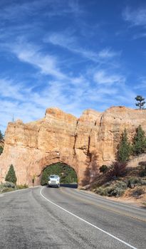 Road to Bryce Canyon National Park with truck
