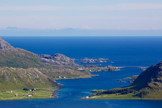 Picturesque islands on Lofoten in Norway during summer