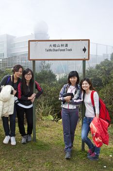Chinese woman friends hiking