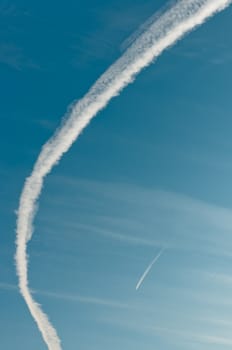 Smoky cloud arch in the sky deep blue sky