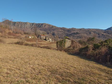 Old abandoned mountain hamlet in Susa Valley, Turin, Italy