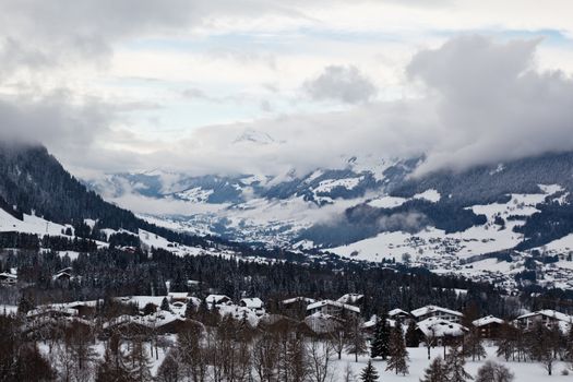 View from Above on Mountain Village of Megeve, French Alps