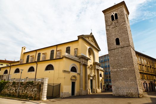 Old Church with Pillars and Bell Tower in Rijeka, Croatia