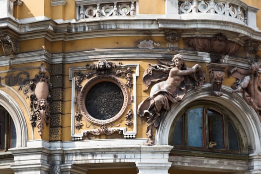 Relief of Woman on Yellow Building in Rijeka, Croatia