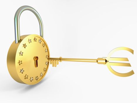 Golden Lock, key and stars