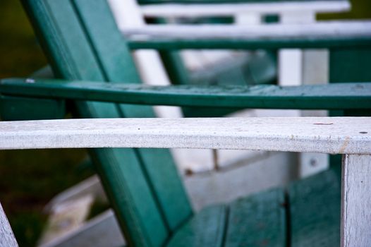 Row of chairs on lawn near Hood Canal