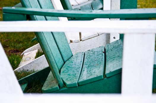 Row of chairs on lawn near Hood Canal