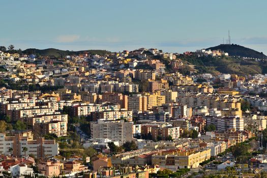 built houses hills of Malaga