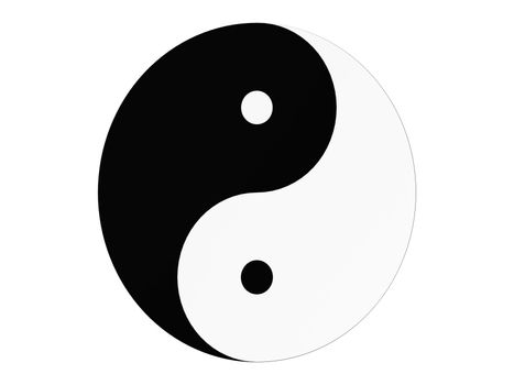 Classic Black and White Yin Yang with a white background