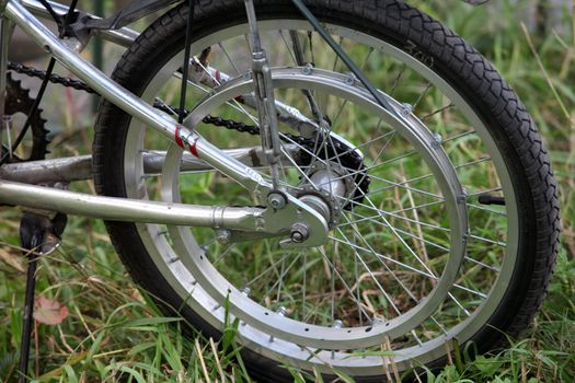 homemade, bicycle with a motor of the lawnmower, fragment