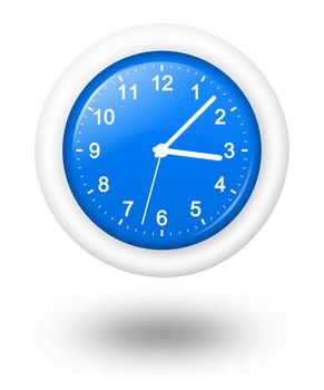 Illustration of Analog Blue Vector Clock with shadow isolated