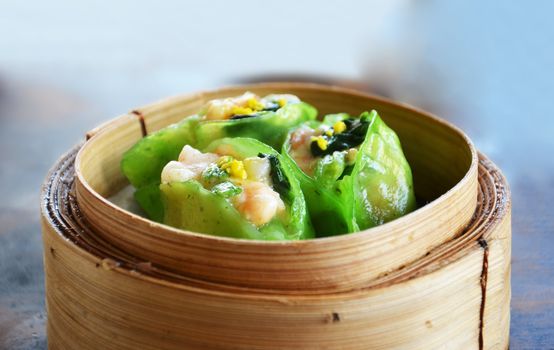 spinach dumpling with shrimp  , Asian food