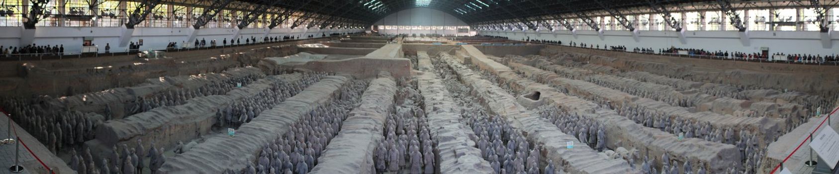 Panoramic photo of the famous Terracotta Army in China