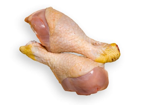 fresh chicken thighs isolated on white background, clipping path.