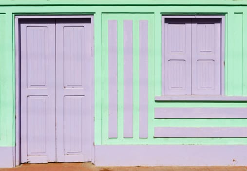 Old wooden door and window in a house in Nicaragua.