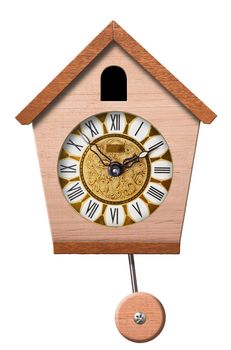Cuckoo Clock isolated on white background, clipping path.