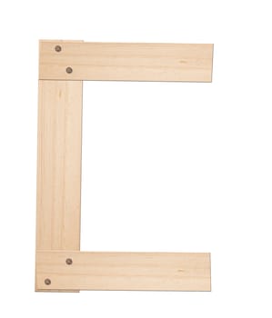 Letter C made of wood, isolated, clipping path.