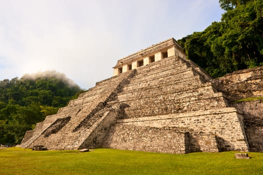 Maya pyramid at Palenque, Chiapas, Mexico.